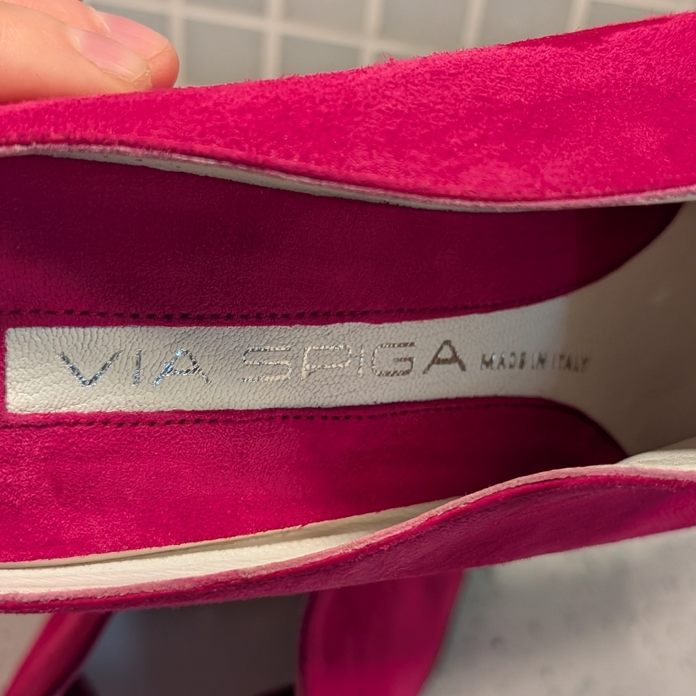 "NEW" Via Spiga Suede Mule Slip On Platform Shoes - Picture 12 of 13